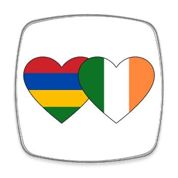 Mauritius Ireland Flag Heart - Square fridge magnet - white - Front