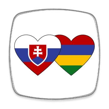 Slovakia Mauritius Flag Heart - Square fridge magnet - white - Front
