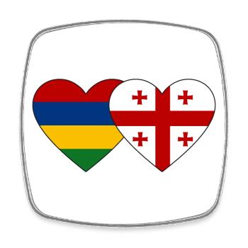 Mauritius Georgia Flag Heart - Square fridge magnet - white - Front