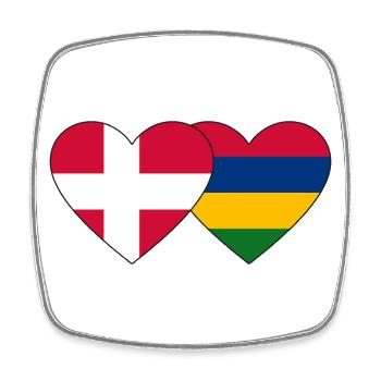 Dänemark Mauritius Flagge Herz - Viereckiger Kühlschrankmagnet - Weiß - Vorne