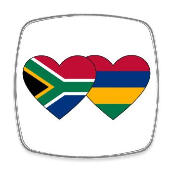 Südafrika Mauritius Flagge Herz - Viereckiger Kühlschrankmagnet - Weiß - Vorne