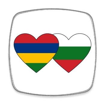 Mauritius Bulgarien Flagge Herz - Viereckiger Kühlschrankmagnet - Weiß - Vorne