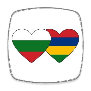 Bulgarien Mauritius Flagge Herz - Viereckiger Kühlschrankmagnet - Weiß - Vorne