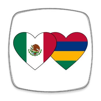 Mexico Mauritius Flag Heart - Square fridge magnet - white - Front
