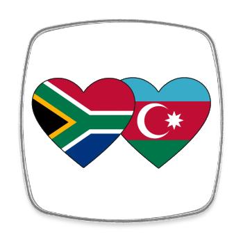 South Africa Azerbaijan Flag Heart - Square fridge magnet - white - Front