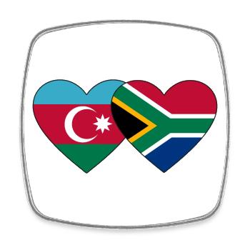 Aserbaidschan Südafrika Flagge Herz - Viereckiger Kühlschrankmagnet - Weiß - Vorne