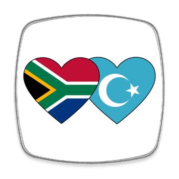 Afrique du Sud Uighur Flag Heart - Magnet carré - blanc - Devant