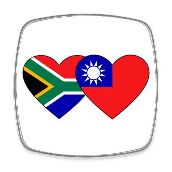 Südafrika Taiwan Flagge Herz - Viereckiger Kühlschrankmagnet - Weiß - Vorne