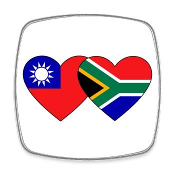 Taiwan Südafrika Flagge Herz - Viereckiger Kühlschrankmagnet - Weiß - Vorne