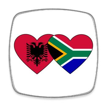 Albanien Südafrika Flagge Herz - Viereckiger Kühlschrankmagnet - Weiß - Vorne