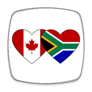 Cœur de drapeau du Canada et de l’Afrique du Sud - Magnet carré - blanc - Devant