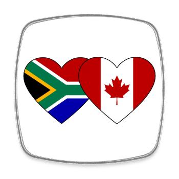 South Africa Canada Flag Heart - Square fridge magnet - white - Front