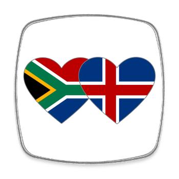 Südafrika Island Flagge Herz - Viereckiger Kühlschrankmagnet - Weiß - Vorne