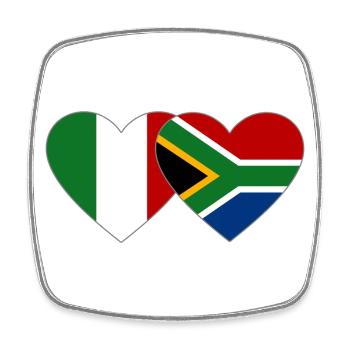 Italien Südafrika Flagge Herz - Viereckiger Kühlschrankmagnet - Weiß - Vorne