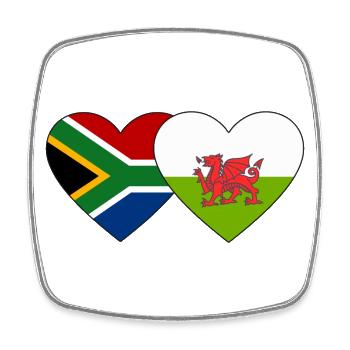 Südafrika Wales Flagge Herz - Viereckiger Kühlschrankmagnet - Weiß - Vorne