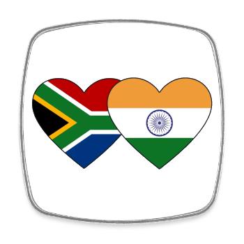 Südafrika Indien Flagge Herz - Viereckiger Kühlschrankmagnet - Weiß - Vorne