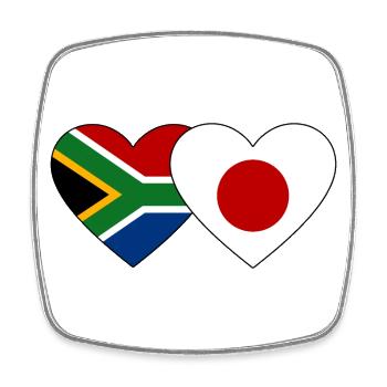 Südafrika Japan Flagge Herz - Viereckiger Kühlschrankmagnet - Weiß - Vorne