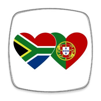 South Africa Portugal Flag Heart - Square fridge magnet - white - Front