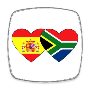 Spanien Südafrika Flagge Herz - Viereckiger Kühlschrankmagnet - Weiß - Vorne