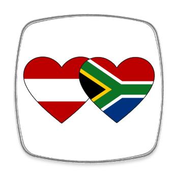 Autriche Afrique du Sud Flag Heart - Magnet carré - blanc - Devant
