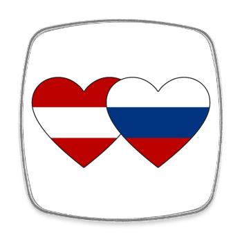 Austria Russia Flag Heart - Square fridge magnet - white - Front