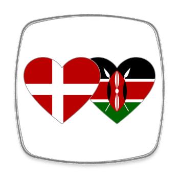 Denmark Kenya Flag Heart - Square fridge magnet - white - Front