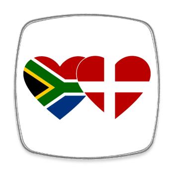 South Africa Denmark Flag Heart - Square fridge magnet - white - Front