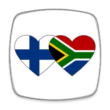 Finland South Africa Flag Heart - Square fridge magnet - white - Front