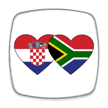 Kroatien Südafrika Flagge Herz - Viereckiger Kühlschrankmagnet - Weiß - Vorne