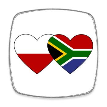 Polen Südafrika Flagge Herz - Viereckiger Kühlschrankmagnet - Weiß - Vorne