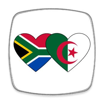 South Africa Algeria flag heart - Square fridge magnet - white - Front
