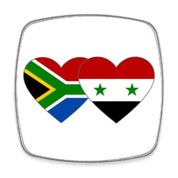 Afrique du Sud Syrie Flag Heart - Magnet carré - blanc - Devant