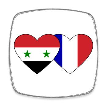 Syrie France Flag Coeur - Magnet carré - blanc - Devant