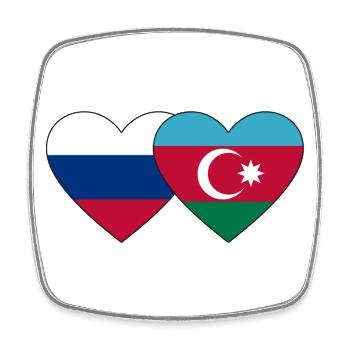Russie Drapeau azerbaïdjanais coeur - Magnet carré - blanc - Devant