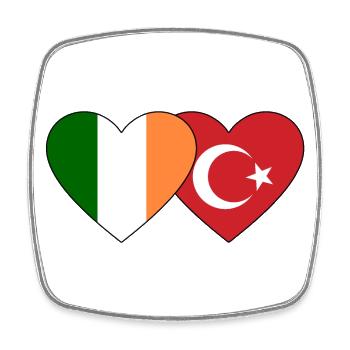 Ireland Turkey Flag Heart - Square fridge magnet - white - Front