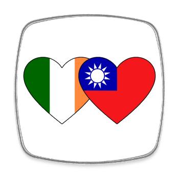 Ireland Taiwan Flag Heart - Square fridge magnet - white - Front