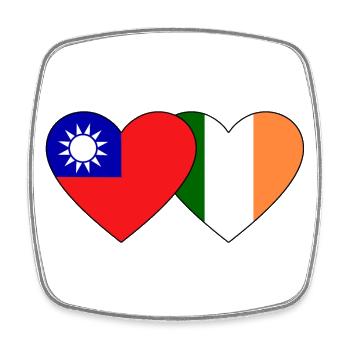 Taiwan Ireland Flag Heart - Square fridge magnet - white - Front