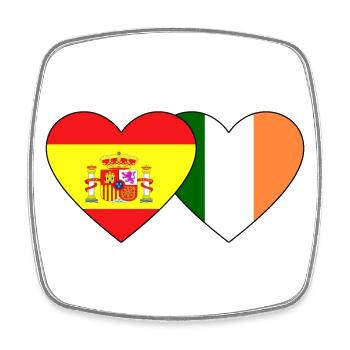 Spanien Irland Flagge Herz - Viereckiger Kühlschrankmagnet - Weiß - Vorne