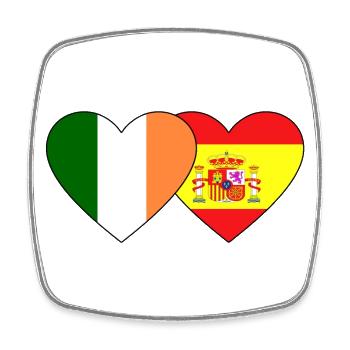 Ireland Spain Flag Heart - Square fridge magnet - white - Front