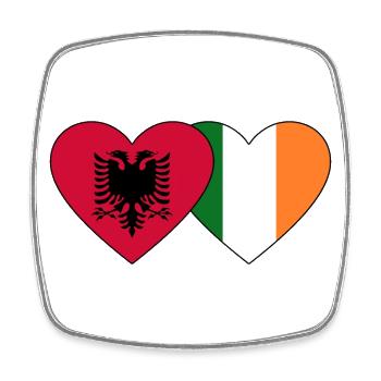 Albania Ireland Flag Heart - Square fridge magnet - white - Front