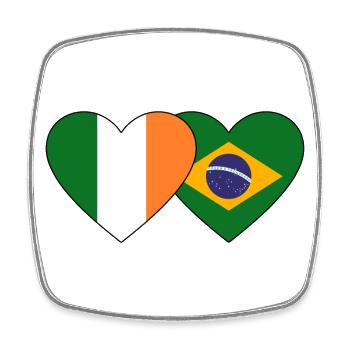 Drapeau de l’Irlande Brésil Coeur - Magnet carré - blanc - Devant