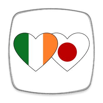Ireland Japan Flag Heart - Square fridge magnet - white - Front