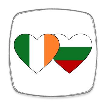Ireland Bulgaria Flag Heart - Square fridge magnet - white - Front