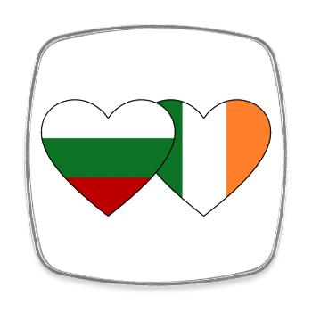 Bulgarien Irland Flagge Herz - Viereckiger Kühlschrankmagnet - Weiß - Vorne