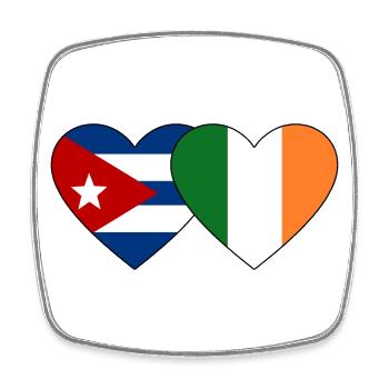 Kuba Irland Flagge Herz - Viereckiger Kühlschrankmagnet - Weiß - Vorne