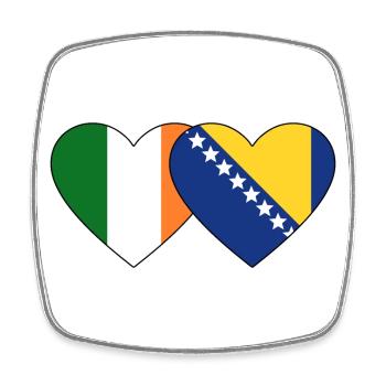 Ireland Bosnia flag heart - Square fridge magnet - white - Front
