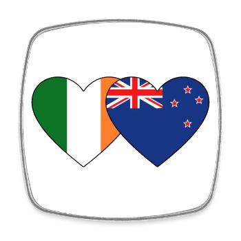 Ireland New Zealand Flag Heart - Square fridge magnet - white - Front