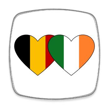 Belgien Irland Flagge Herz - Viereckiger Kühlschrankmagnet - Weiß - Vorne
