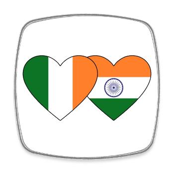 Ireland India Flag Heart - Square fridge magnet - white - Front