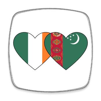 Irland Turkmenistan Flagge Herz - Viereckiger Kühlschrankmagnet - Weiß - Vorne